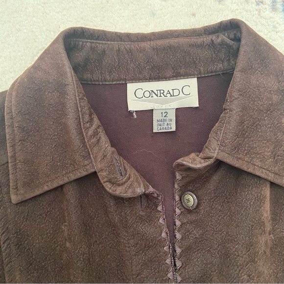 Vintage 90s Brown Button-Up Suede Jacket - Picture 4 of 11